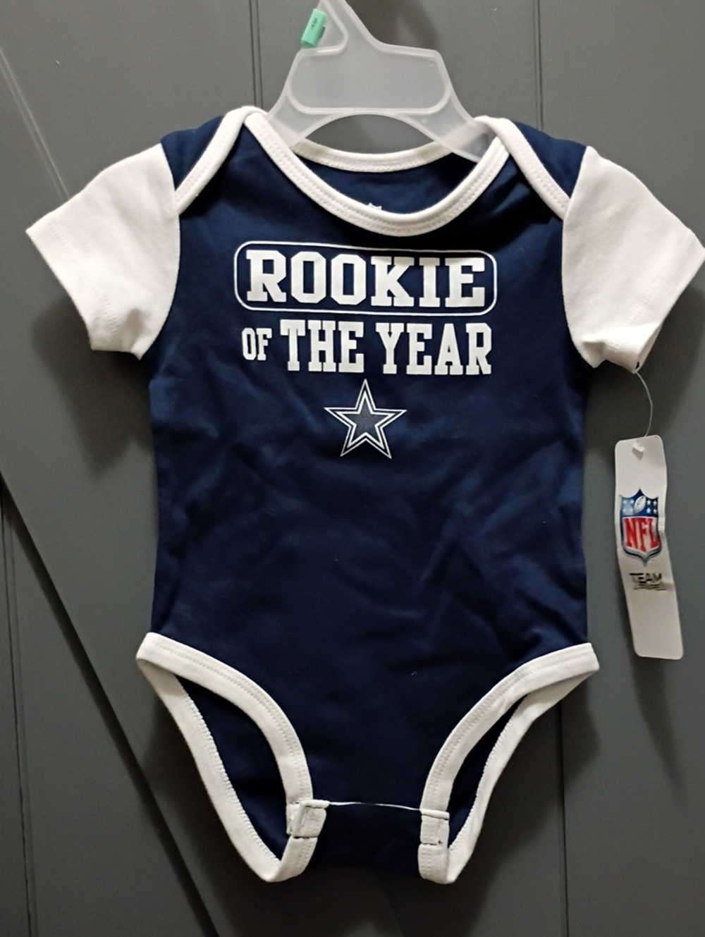 NFL Dallas Cowboys Navy & White "Rookie of the Year" Baby One-Piece Bodysuit